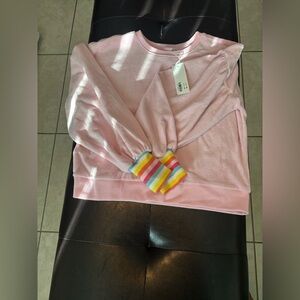 Pink Sweatshirt with Rainbow Cuffs Janie & Jack